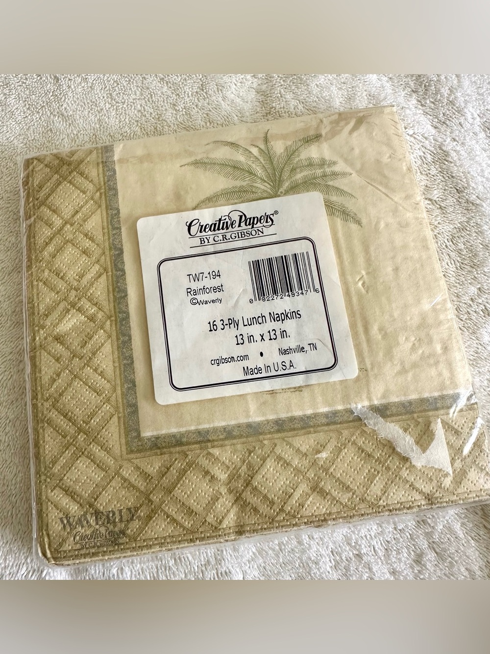 Vintage Waverly Rainforest Palm Tree Sealed 16 Pack Napkins